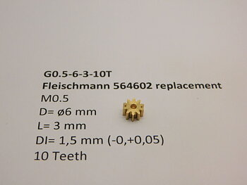 Drev M0.5 D=ø6 L=3 DI=1.5 mm,