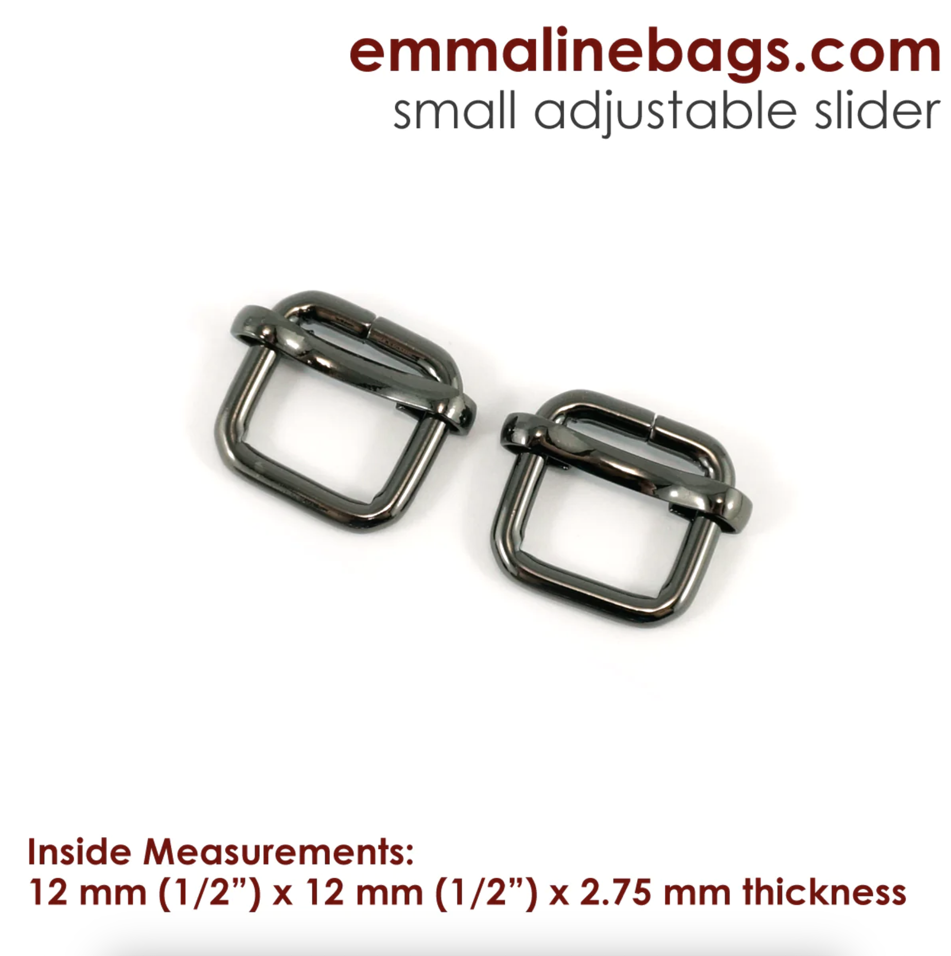 Justerspänne - 1/2" - gunmetal - 2-pack - Emmaline
