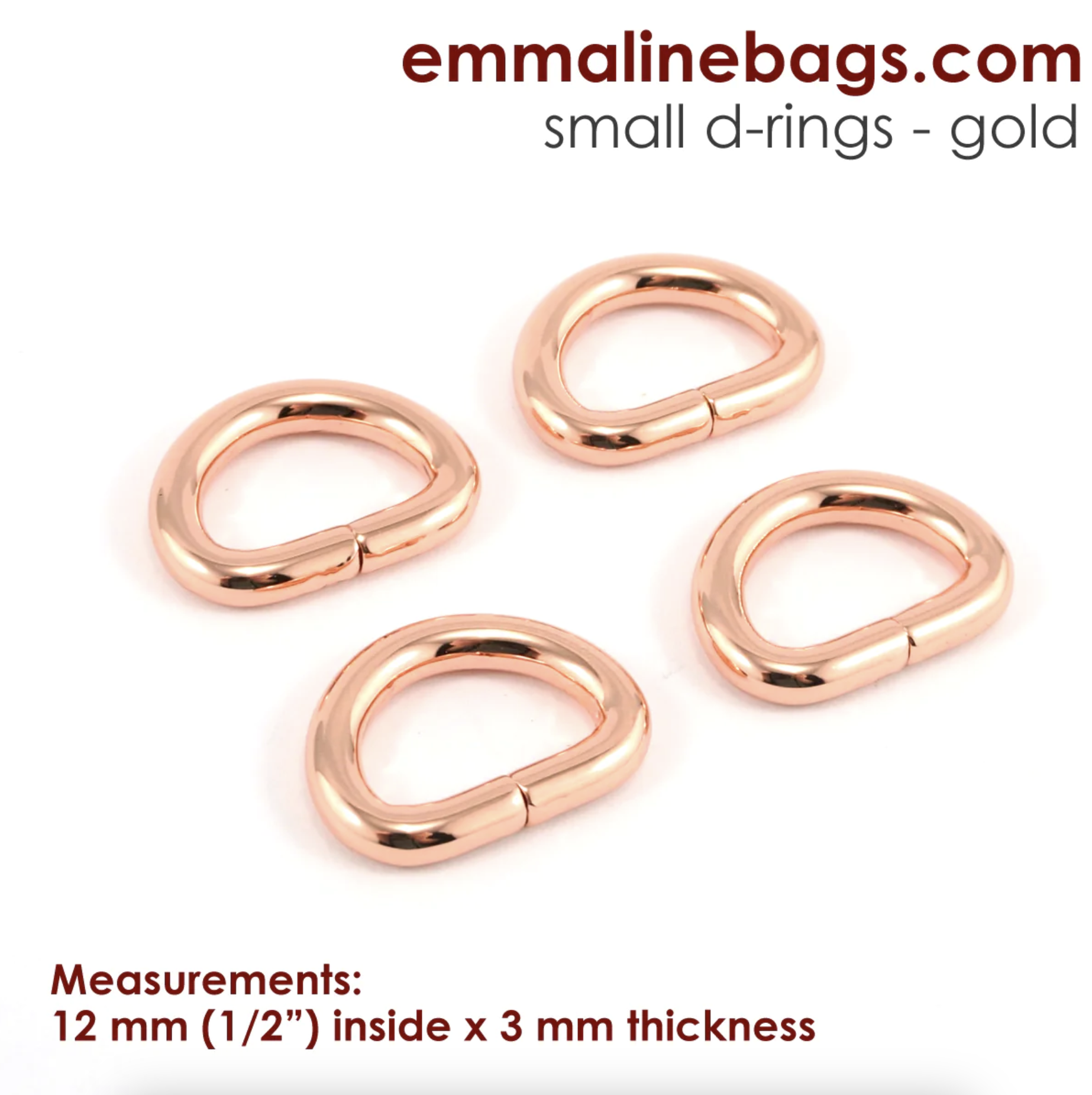 D-ringar - 1/2" - koppar - 4-pack - Emmaline