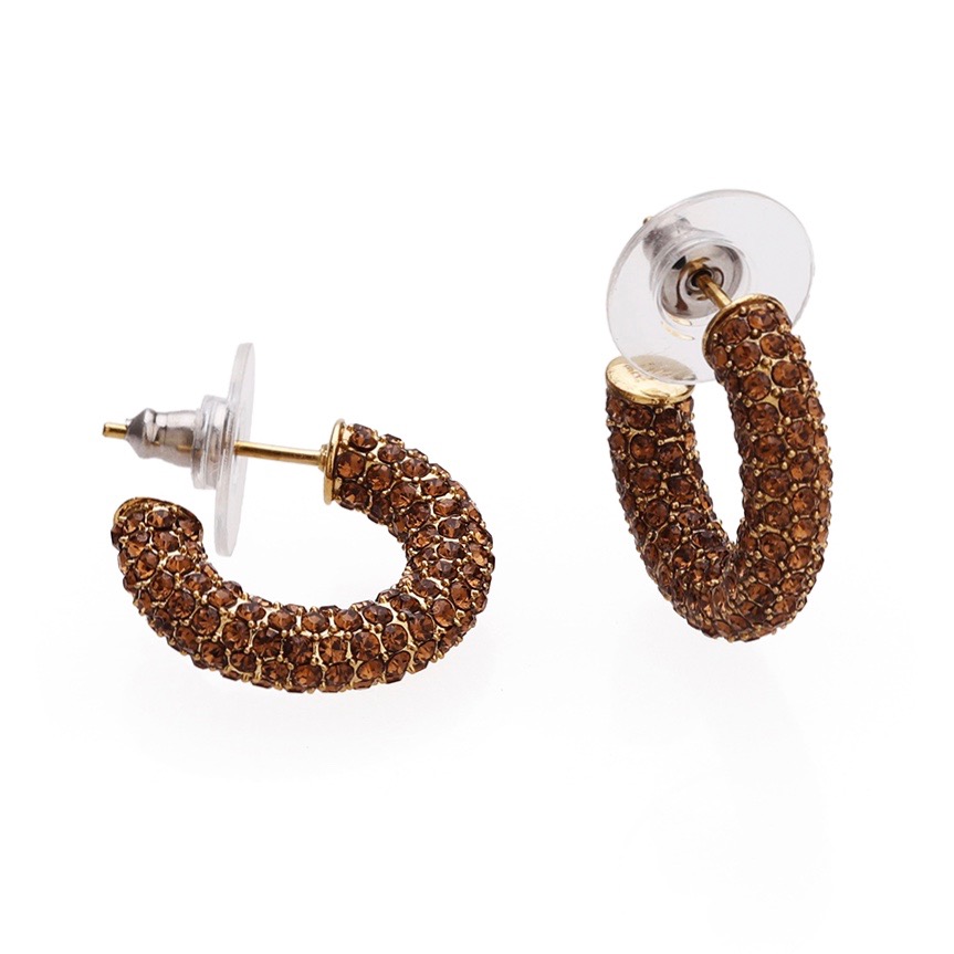 LOLA CRYSTAL HOOP BROWN/GOLD