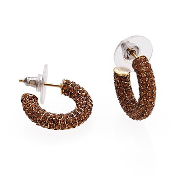 LOLA CRYSTAL HOOP BROWN/GOLD
