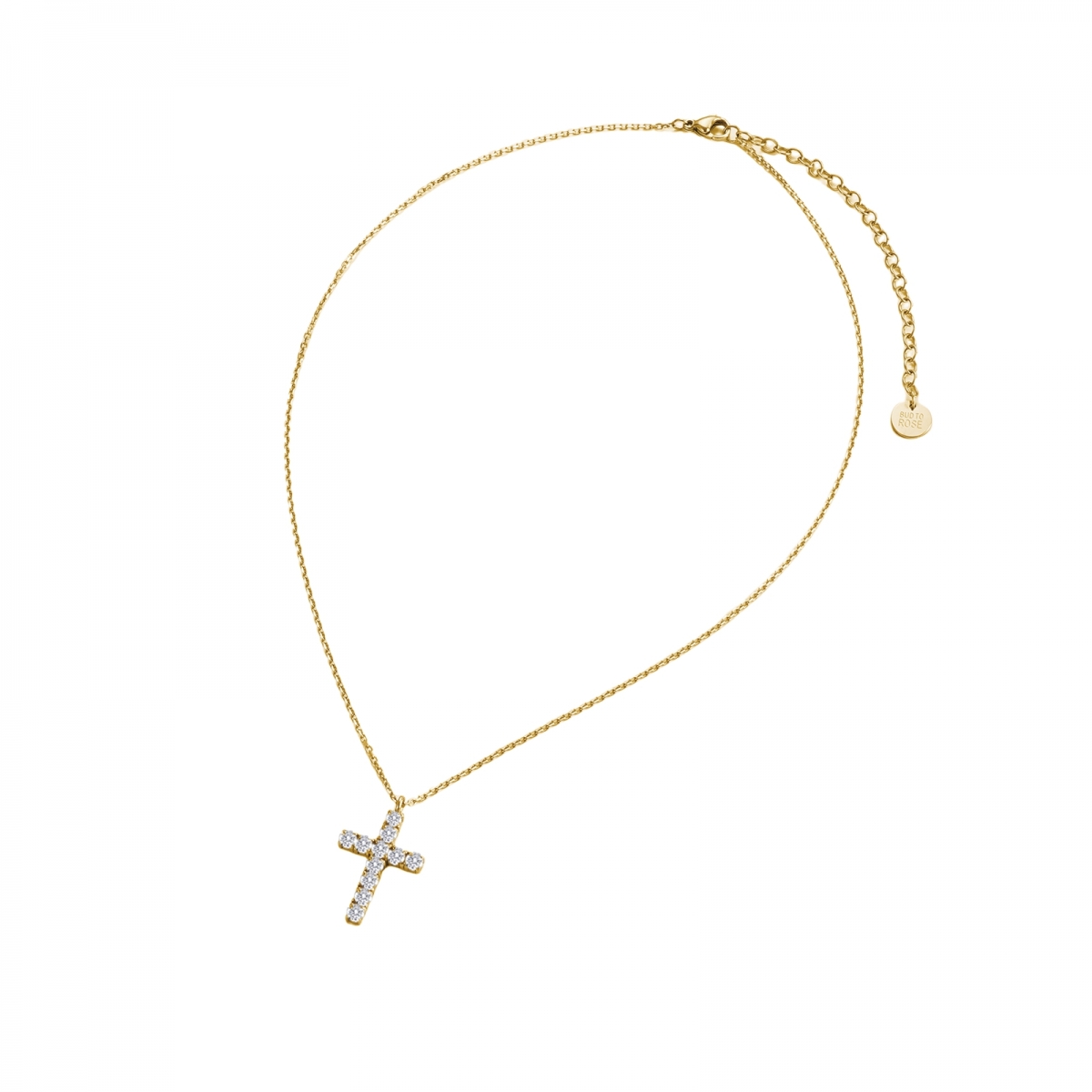 Cross Crystal Halsband i guld - 3