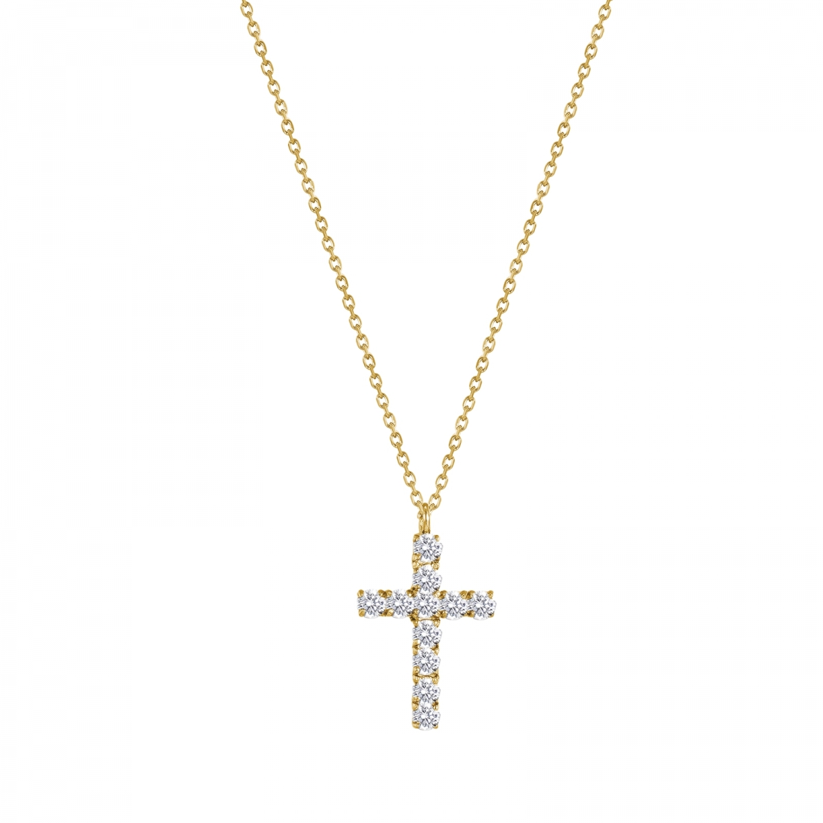 Cross Crystal Halsband i guld