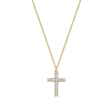 Cross Crystal Halsband i guld