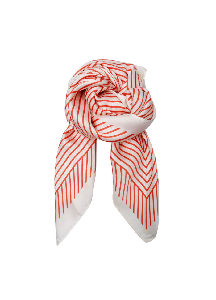 Black Colour - Amelia Mini Scarfs Red Stripes
