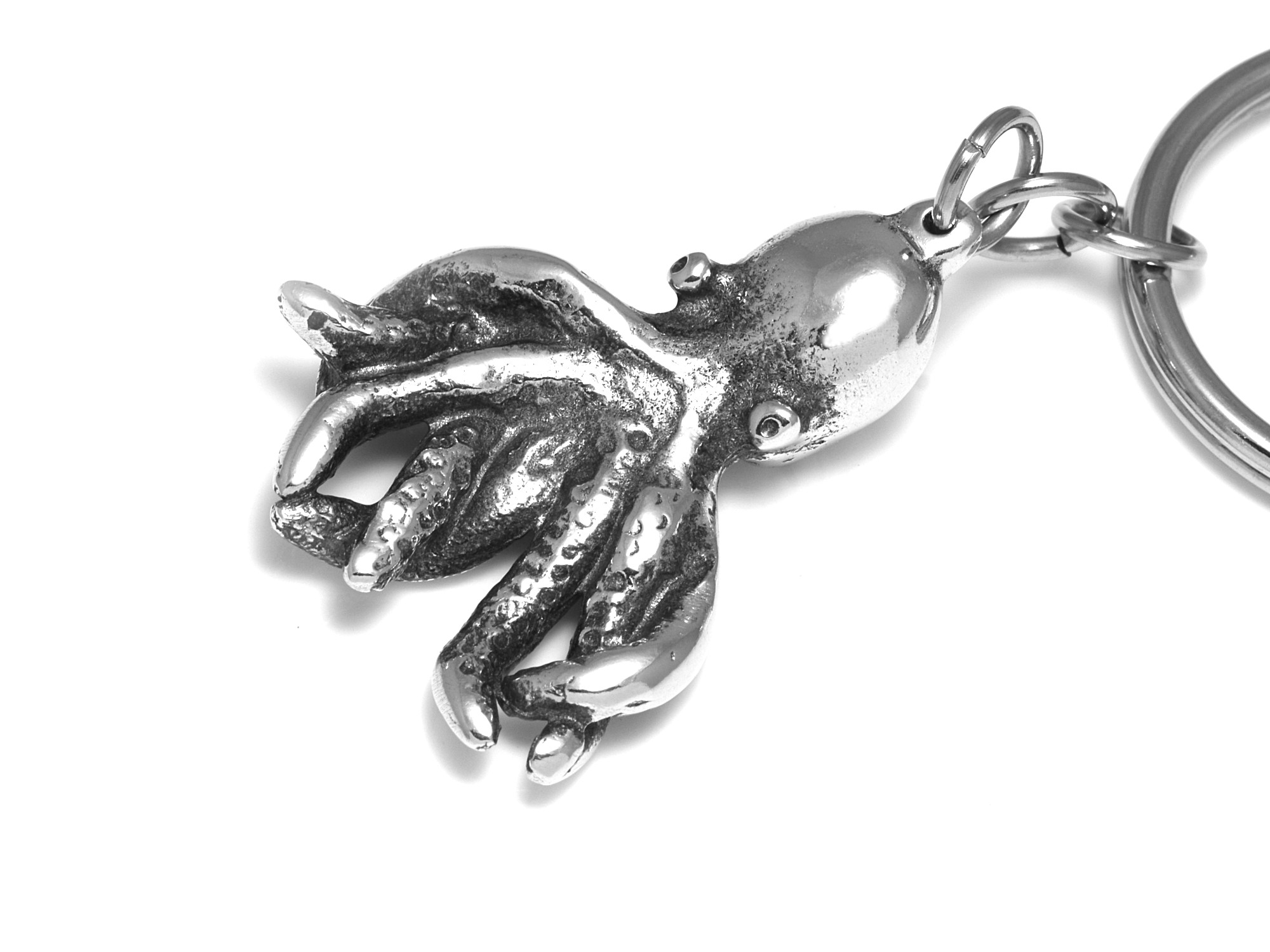 Bläckfisk Nyckelring, Tentakel Accessoar, Djur Nyckelhållare i Tenn och Stål - 4
