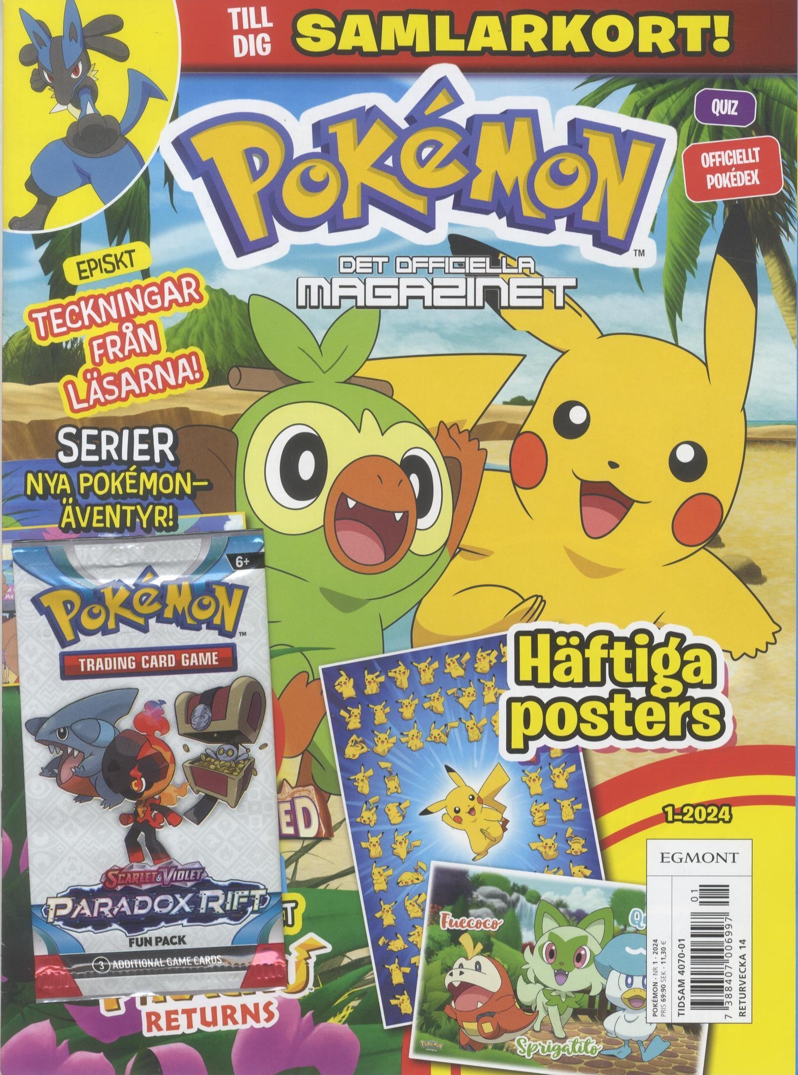 Pokemon magasin nr 1 2024, Extra: Fun pack med  Scarlet & Violet, Paradox Rift