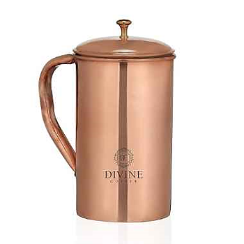 Kopparkanna med lock, slät.  1.5L, Divine Copper