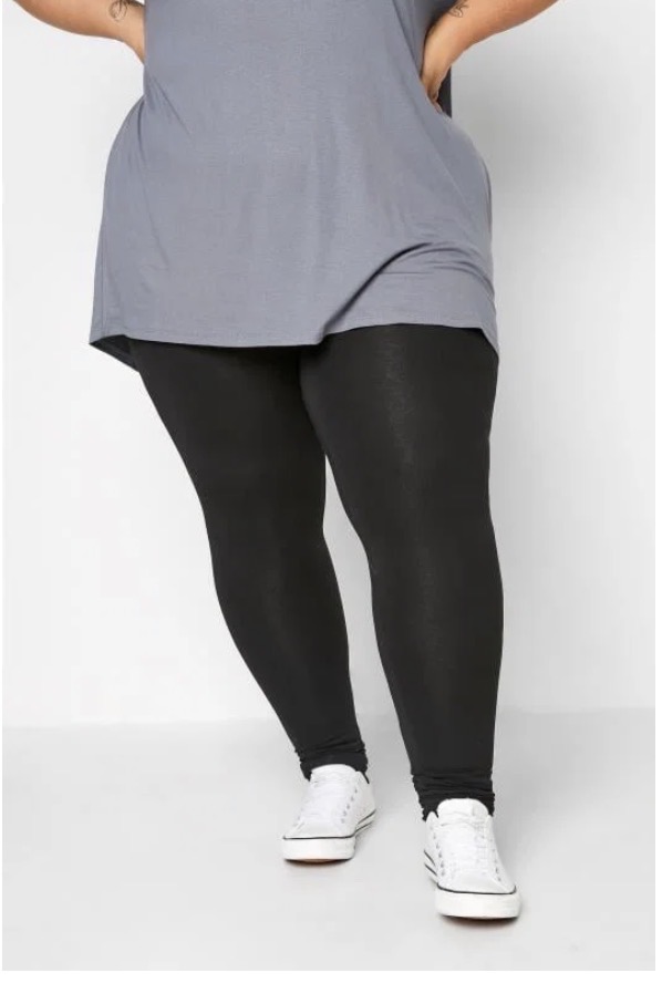 Leggings i bomull med hög resårmidja, svart  - 2