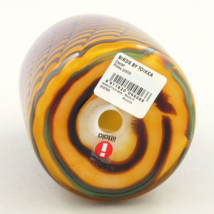 オイバ・トイッカ  注意深いフクロウの子 ガラスの鳥 オブジェ 置物 2004年 (6)