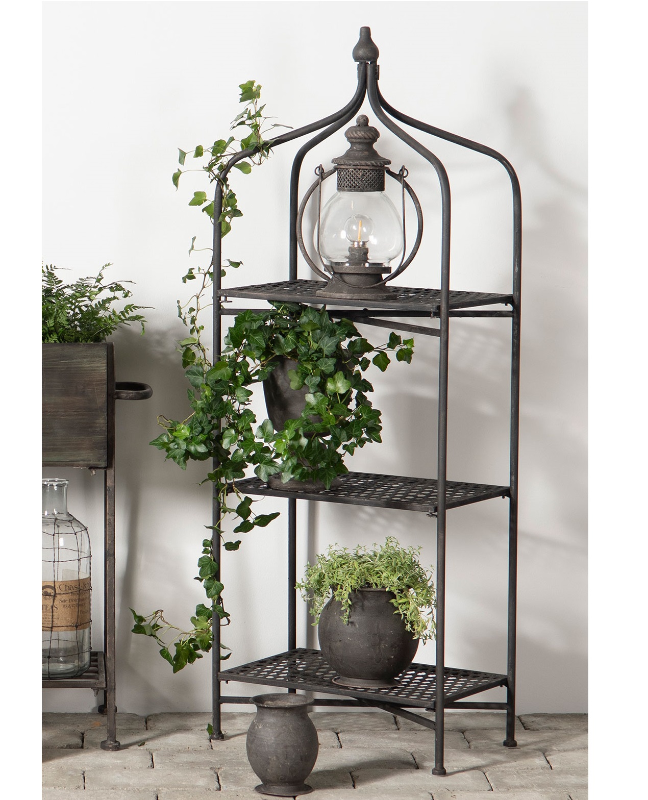 Hylla med 3 våningar i metall 114 cm. Hopfällbar