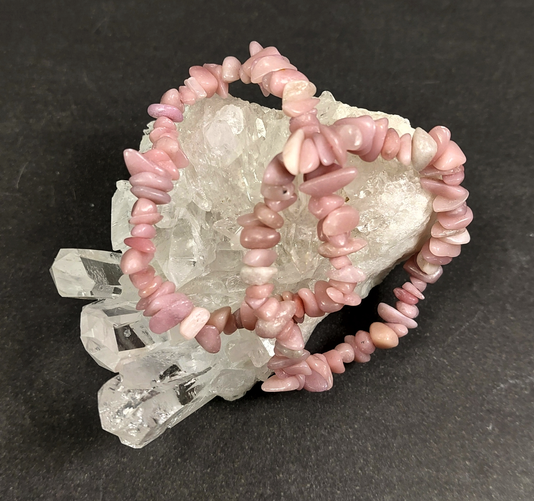 Rosa Opal Chip Armband - Mörk