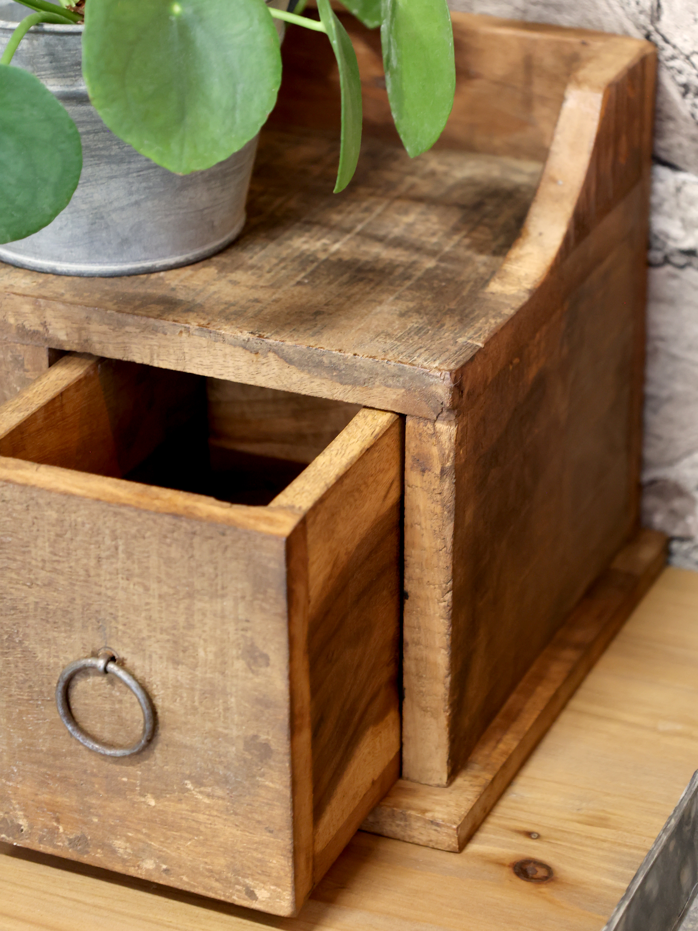 Hylla med 3 lådor - Återvunnet trä - H15/L36/B13 cm - 6