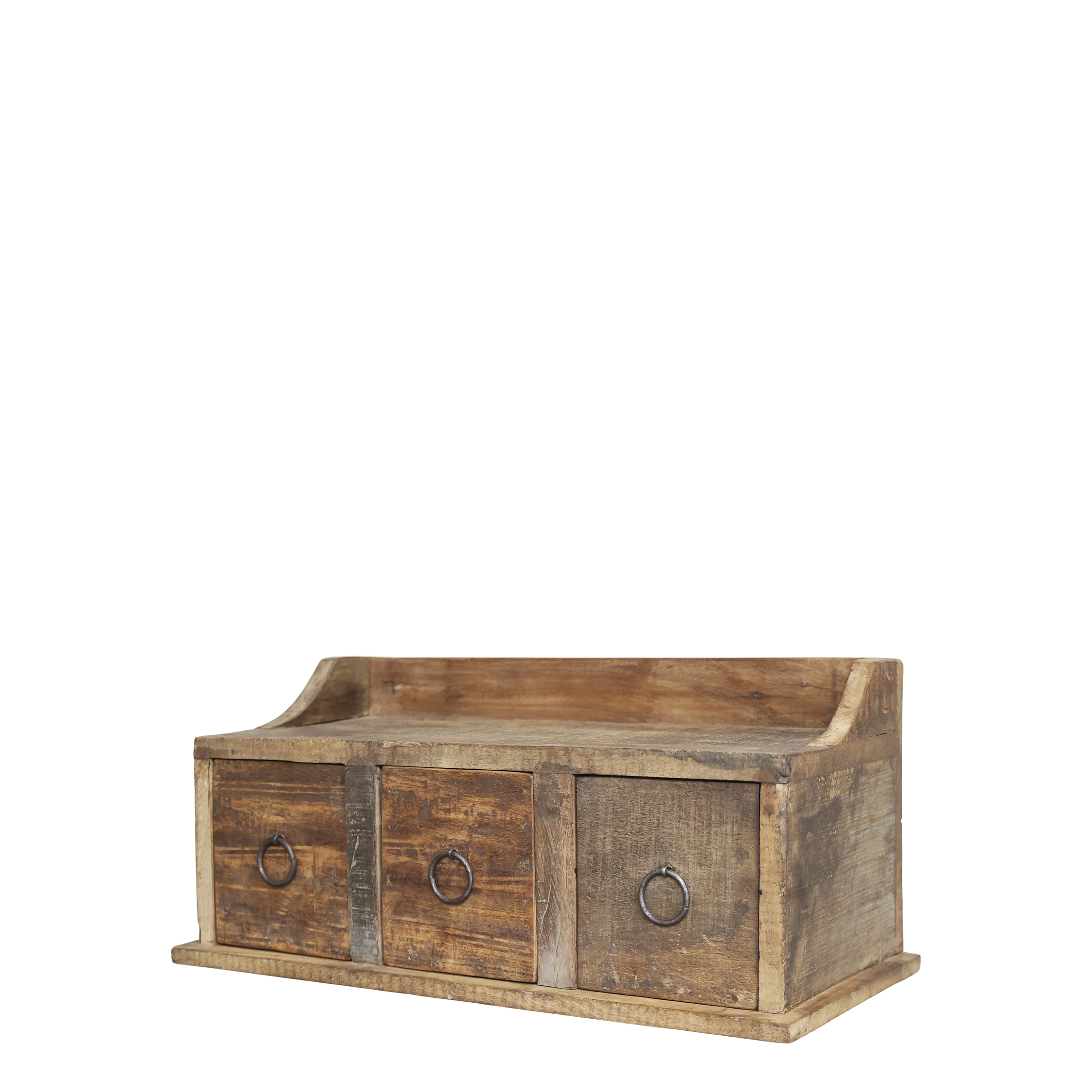Hylla med 3 lådor - Återvunnet trä - H15/L36/B13 cm - 3