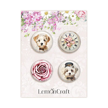 Dear Diary Roses Buttons/Badge (4pcs)