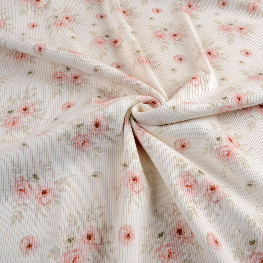PINK ROSES -  RIBBED