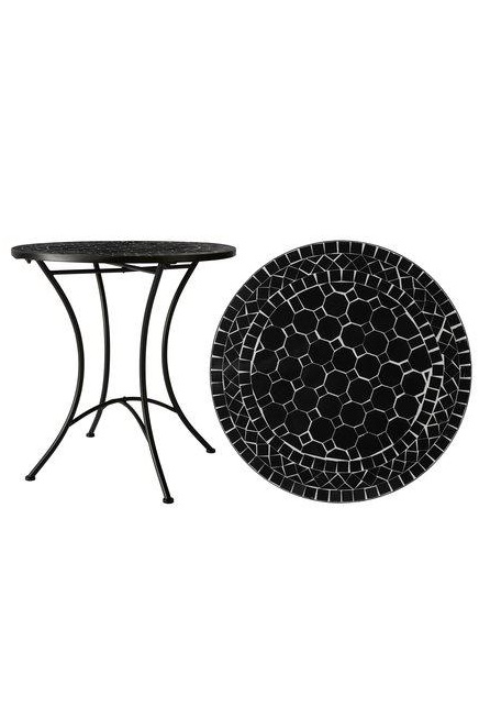 Garden table - Table - Mosaic table - Black - Ø70x72 cm