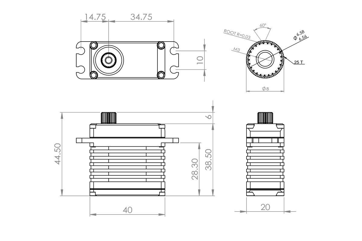 MKS HBL3850 0.10s/60°, 57.0kg.cm - 2
