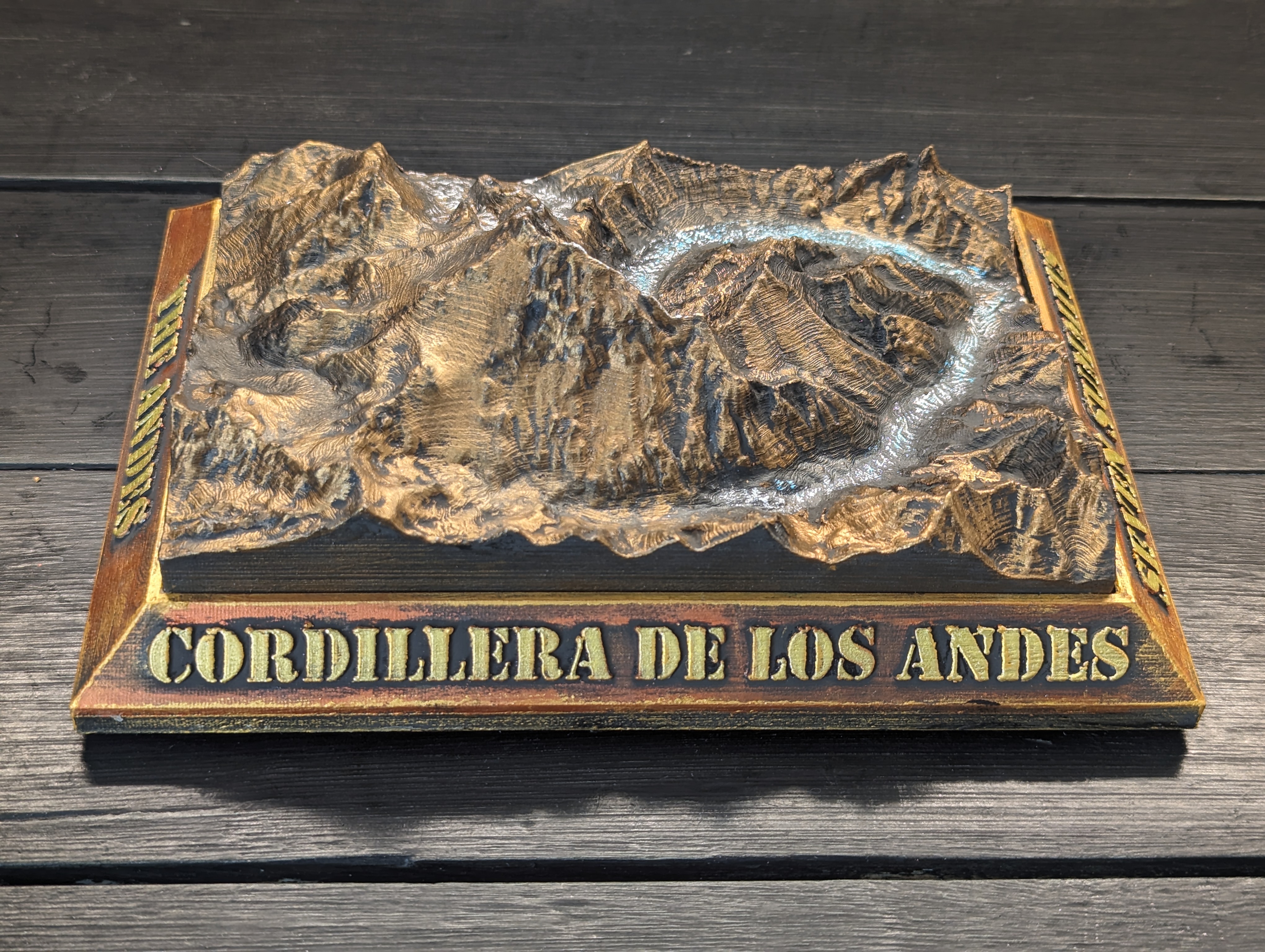 Handmålad 3D modell av Aconcagua - 2