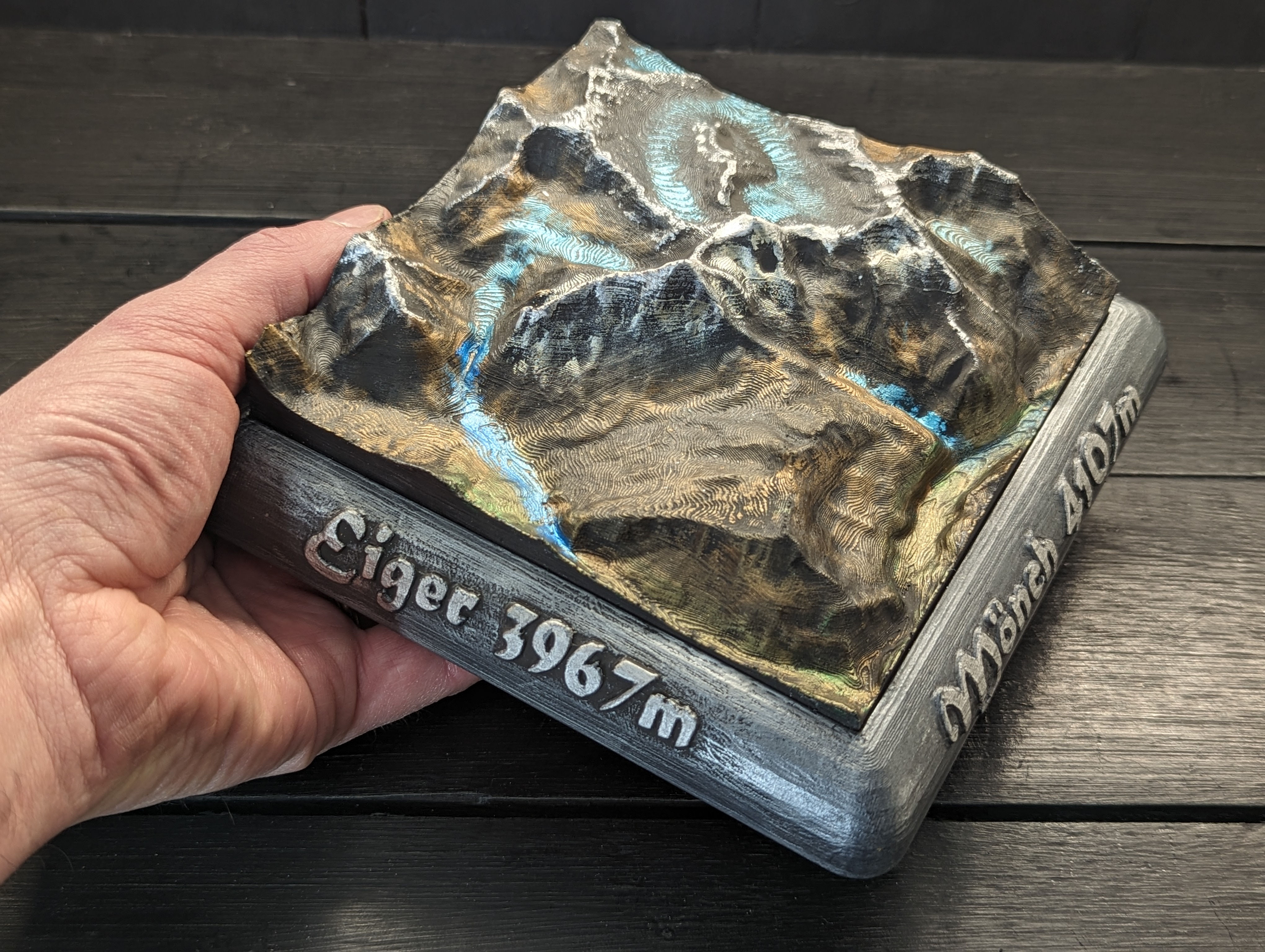 Handmålad 3D modell av Eiger, Mönch & Jungfrau - 6