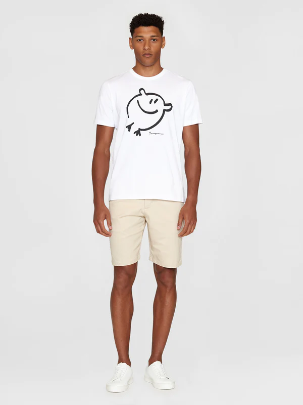 Knowledge Cotton Apparel Regular Short Sleeve Heavy Single Smile T-shirt  White - Boardwalk Surf & Street