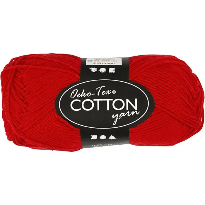 Oeko-Tex Cotton garn - Röd 8/4
