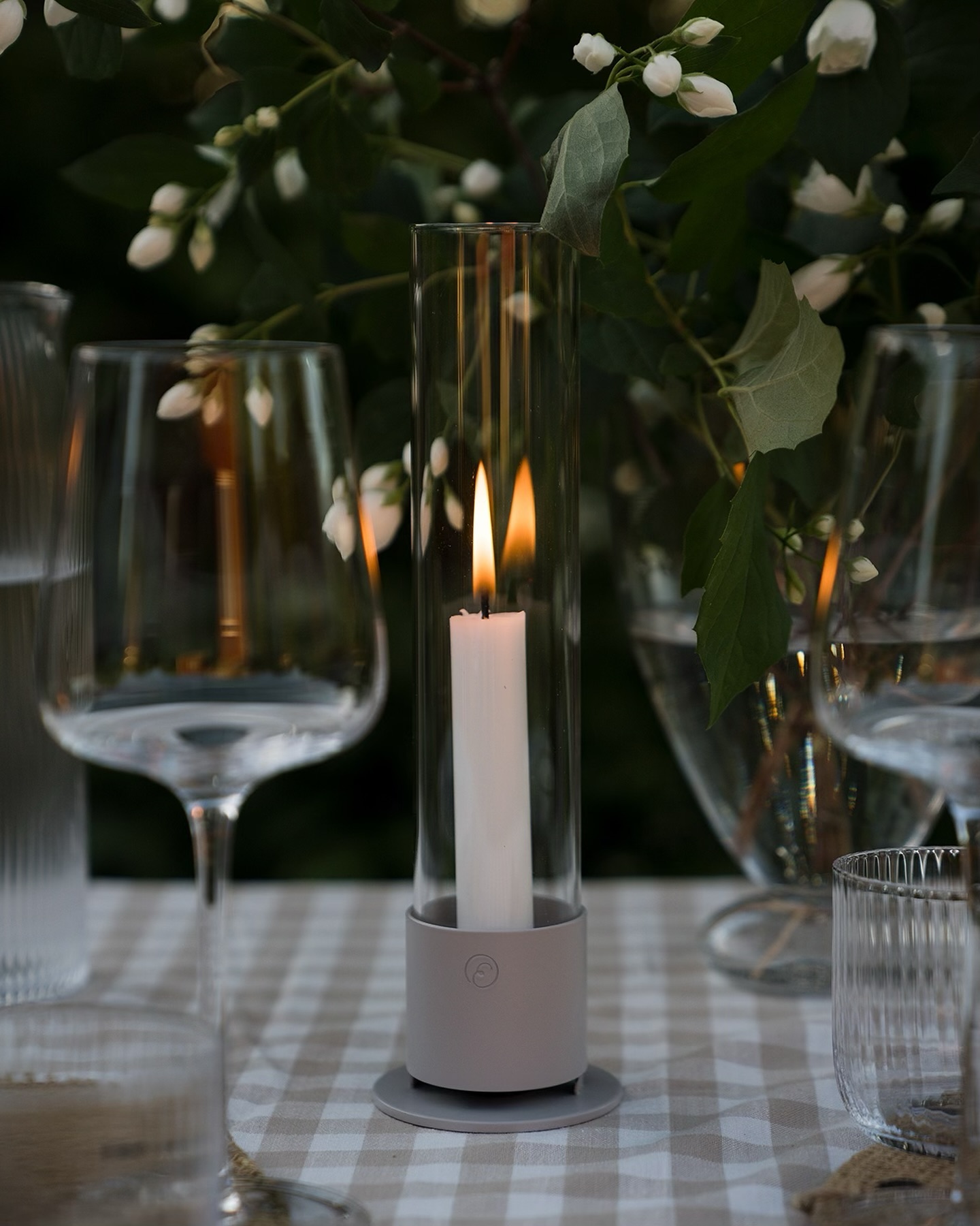 ERNST Candlestick with glass cylinder - Natural white - 2