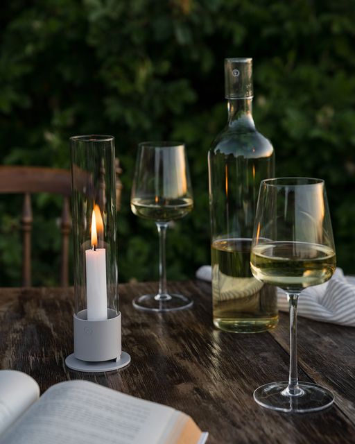 ERNST Candlestick with glass cylinder - Natural white
