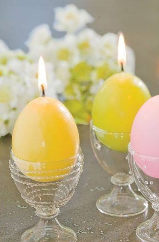 Candle - Egg candle - Life-size hen's egg - Easter yellow - 7 cm - 2