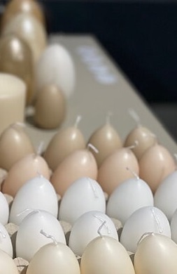 Ljus - Äggljus - Hönsägg i naturlig storlek - Socker - 7 cm