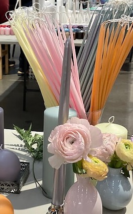 Hand-dipped thin long candles - Flower candles - Light pink - 38 cm - 10-pack - 3