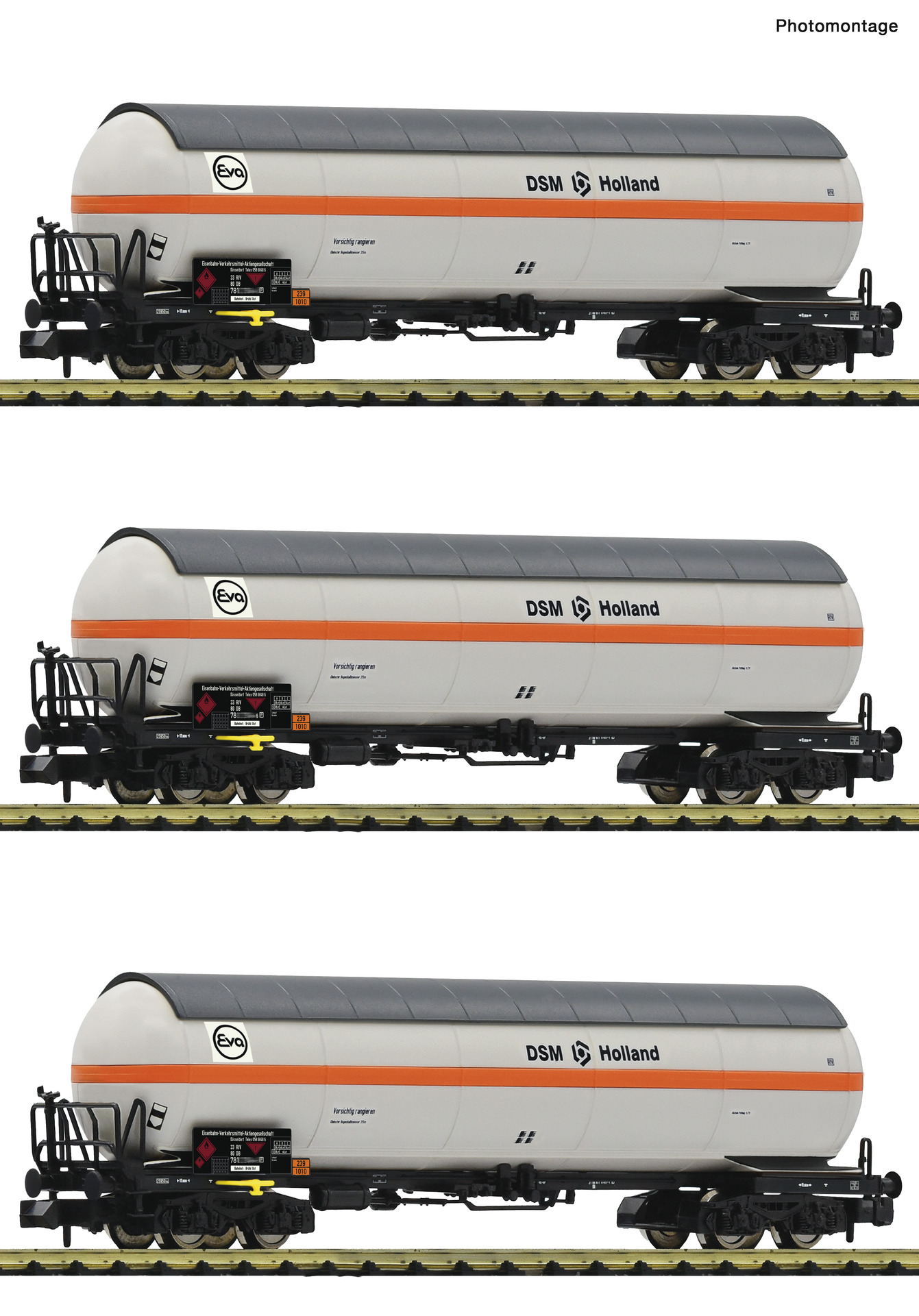 3-piece set: Pressurised  gas tank wagons, DB