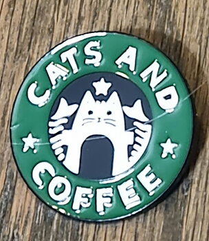 Brosch/pin  " Cats and coffee" Fraktfritt!
