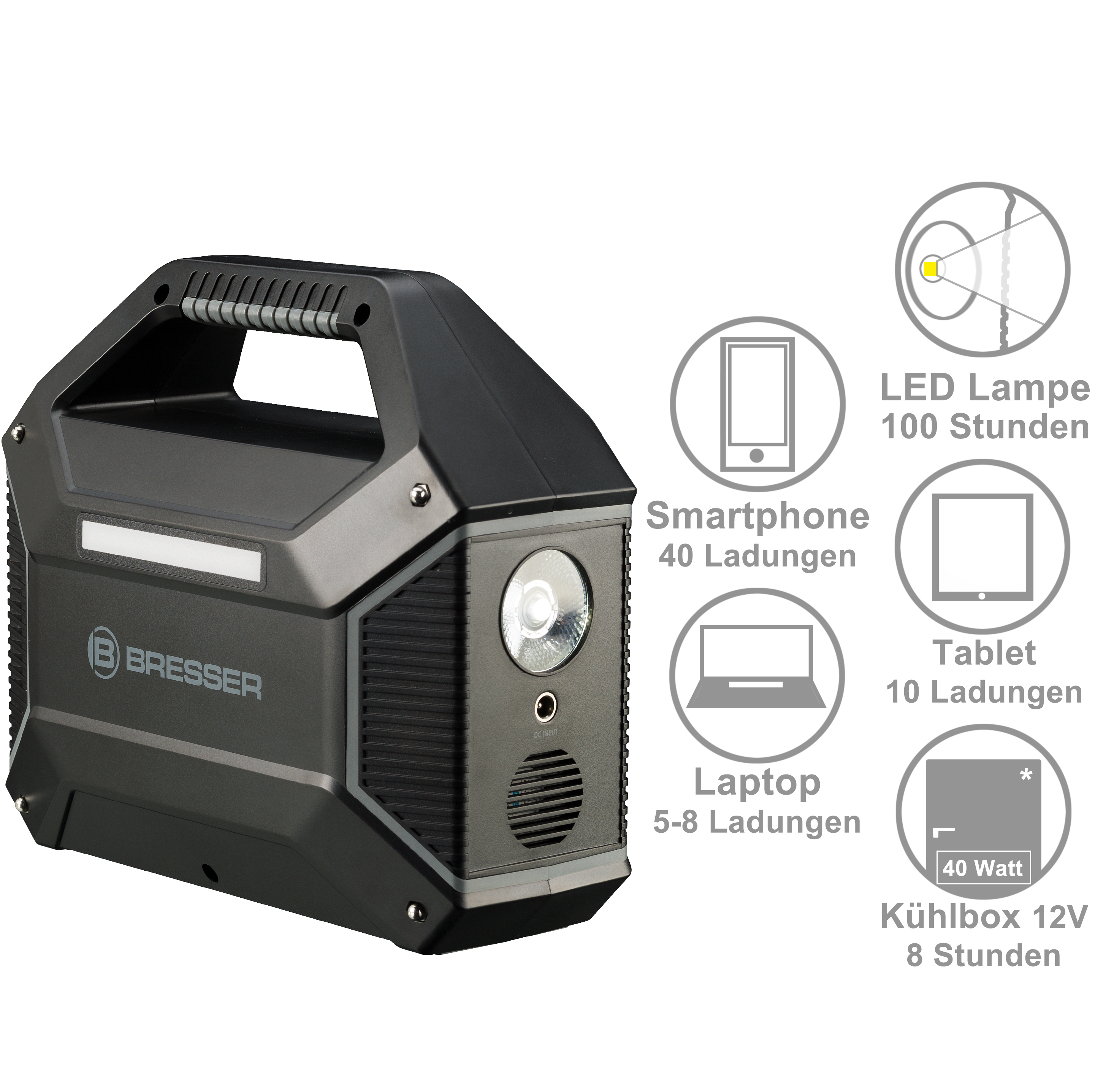 BRESSER PORTABEL STRÖMKÄLLA - 100 W - 3