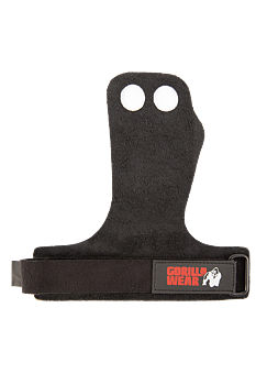 2-Hole Leather Lifting Grips, black