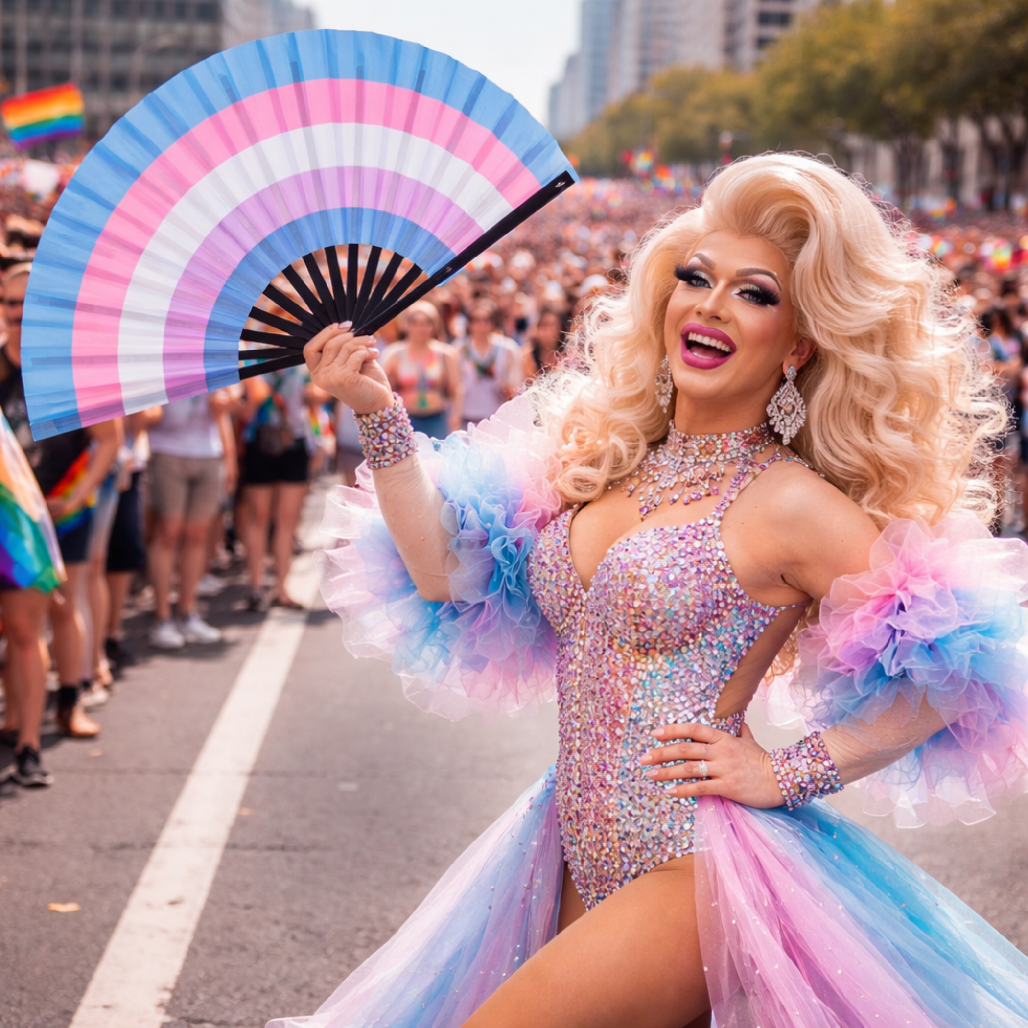 Stort Vifte Transgender Flag  - 4