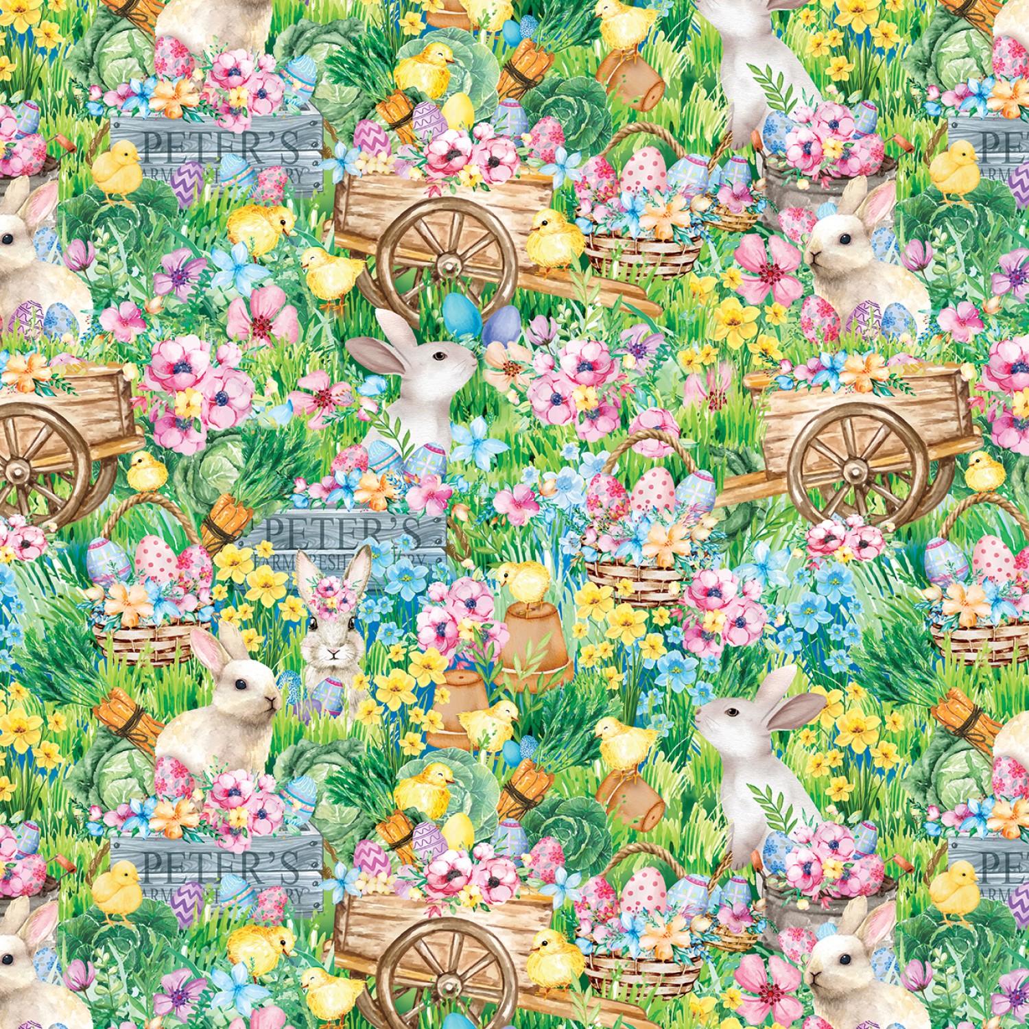 Vår & Påskcollage - Multi Garden Scenic - Cottontail Farms (30 x 110 cm)