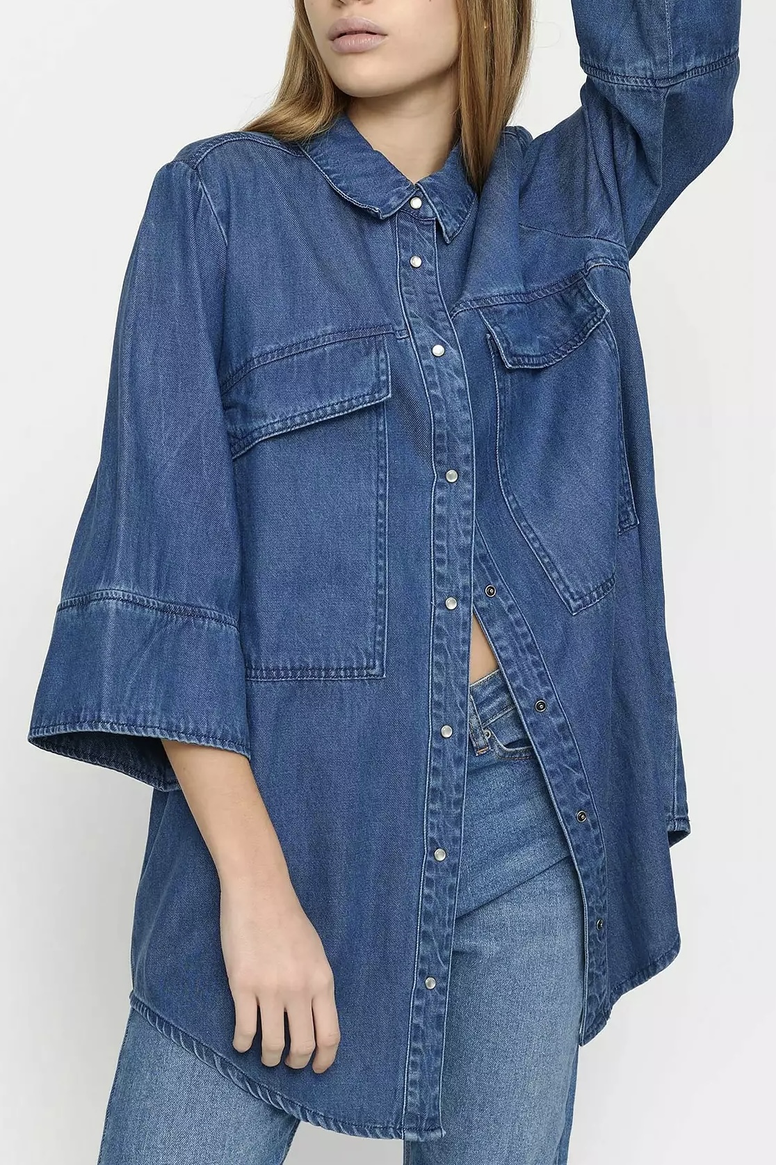 Soft Rebels - Azalea Jeans Blouse Light Blue