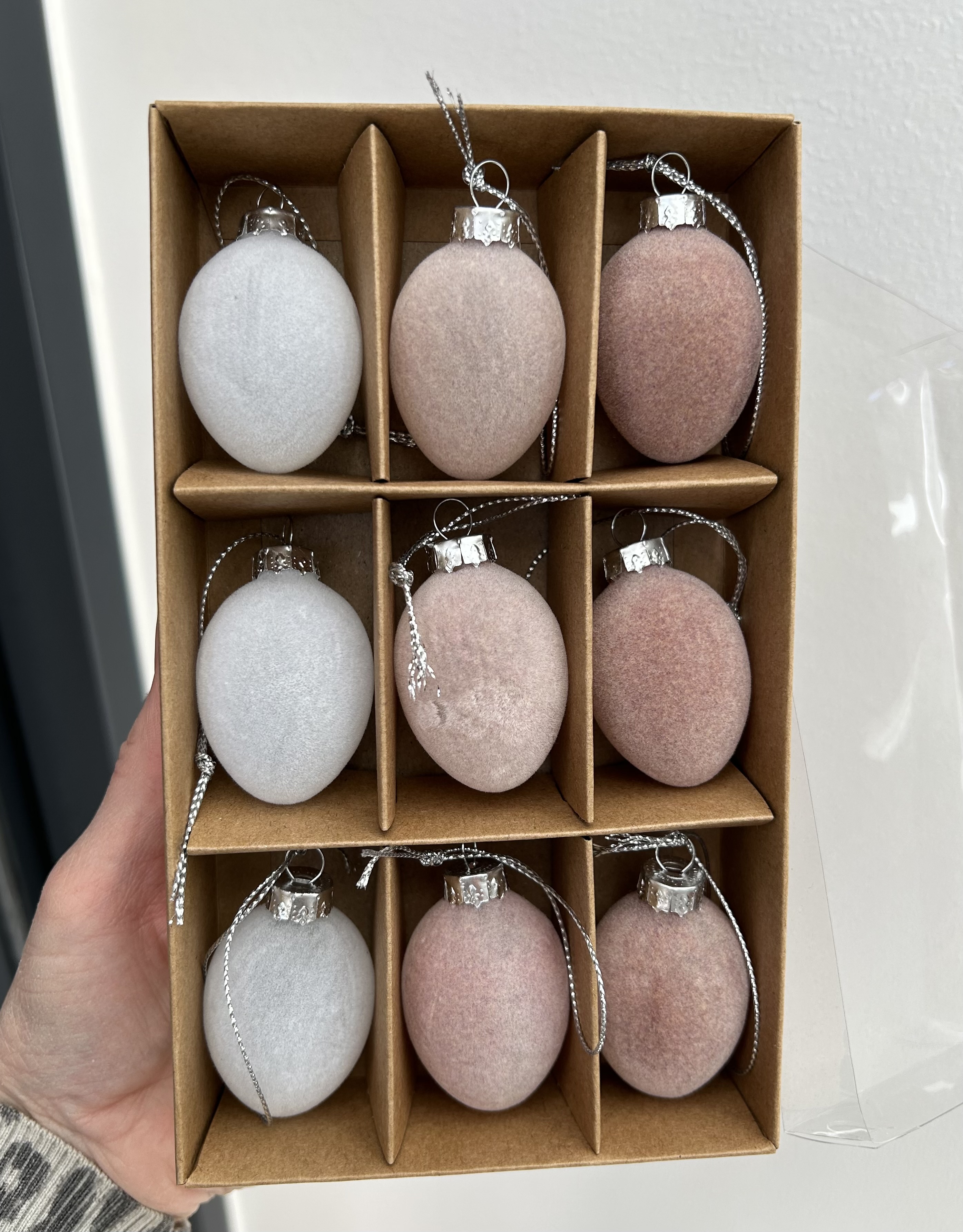 9 st ägg i glas och sammet 4 cm