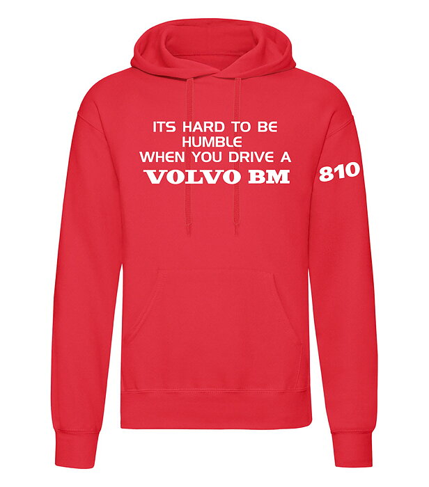 Huvtröja Volvo BM "Its hard to be humble.....810 på ärm" Röd