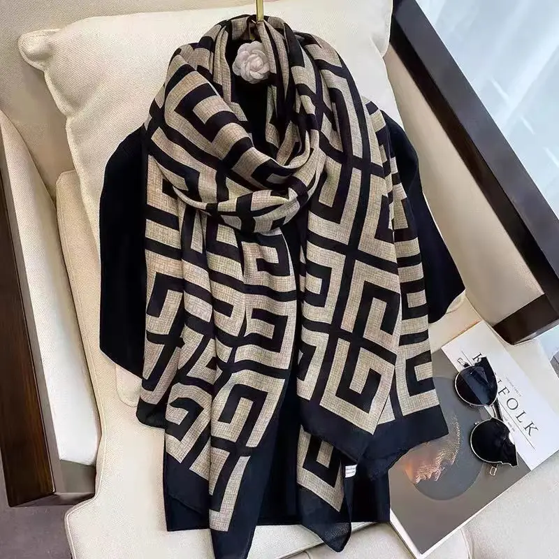 Scarf "Labyrint"  -Svart/Beige - 3