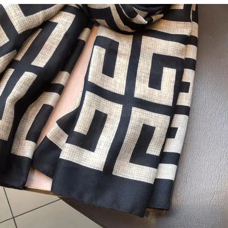 Scarf "Labyrint"  -Svart/Beige - 7
