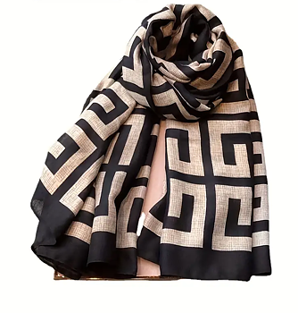 Scarf "Labyrint"  -Svart/Beige