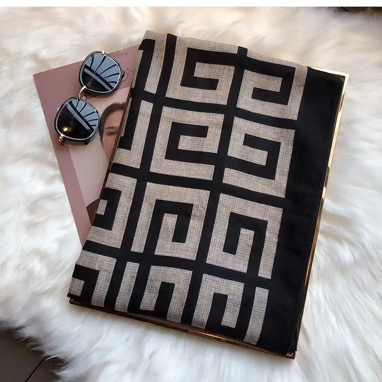 Scarf "Labyrint"  -Svart/Beige - 8