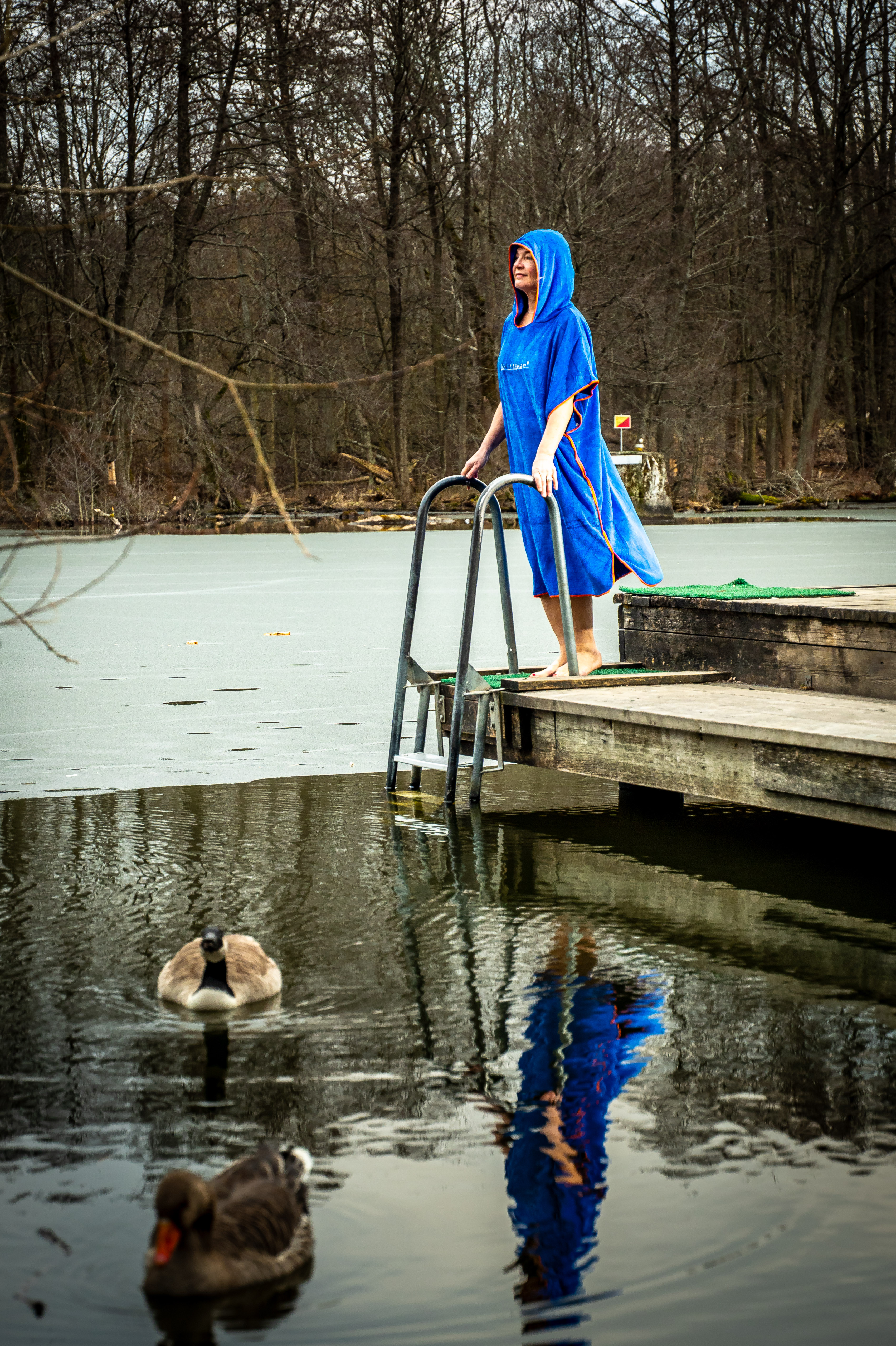 Poncho Towel De luxe Extra thick and coosy - Wolffwear - Blue/Orange - 5