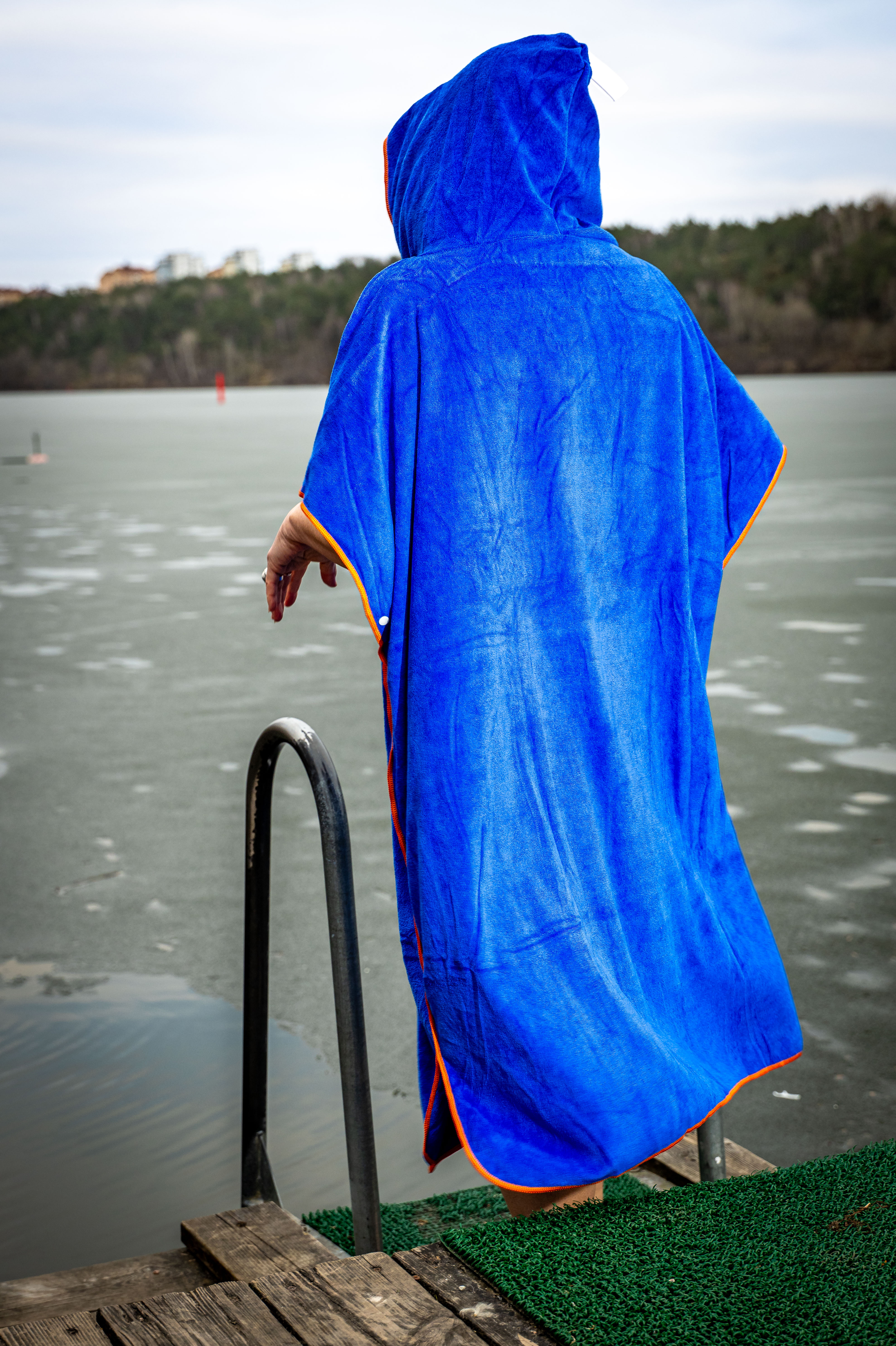 Poncho Towel De luxe Extra thick and coosy - Wolffwear - Blue/Orange - 4