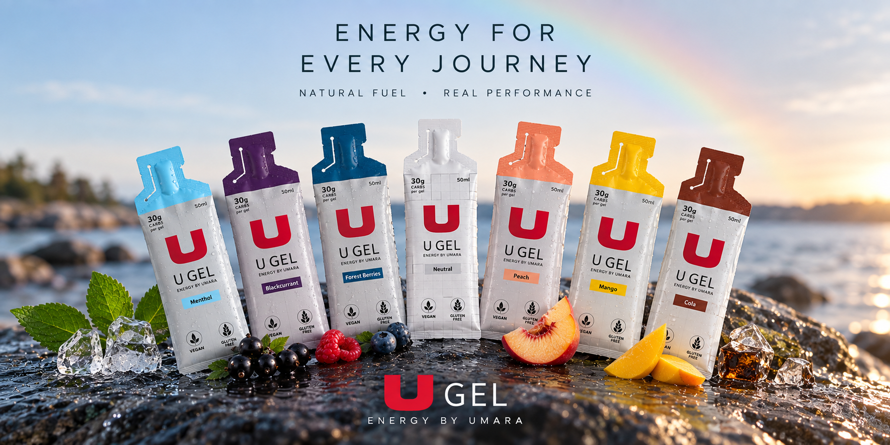 Umara U Gel (30 g Carbs) - Variety Pack - Mix of 7 Different Flavors