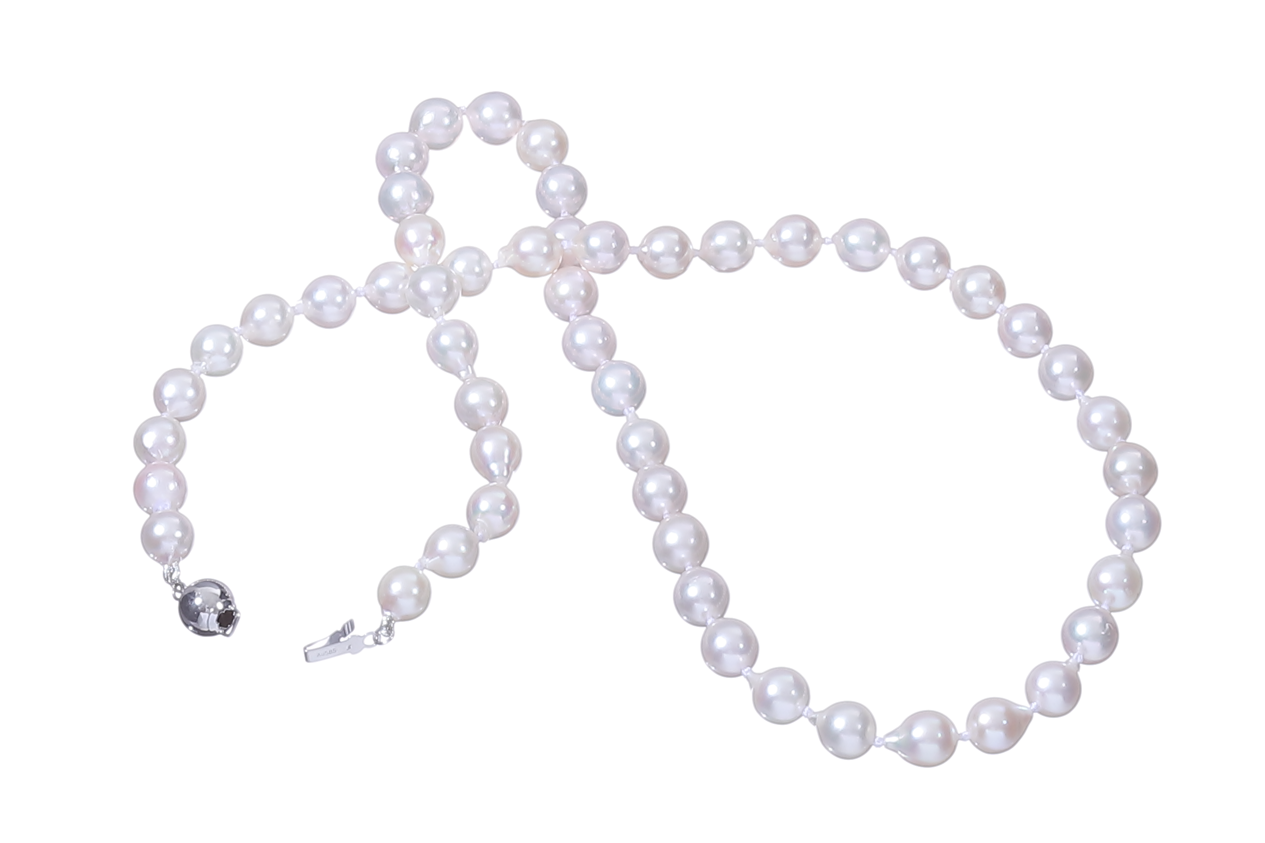 Halskette aus Akoya-Zuchtperlen in Standardqualität mit Verschluss aus Weißgold 6.5–7 mm