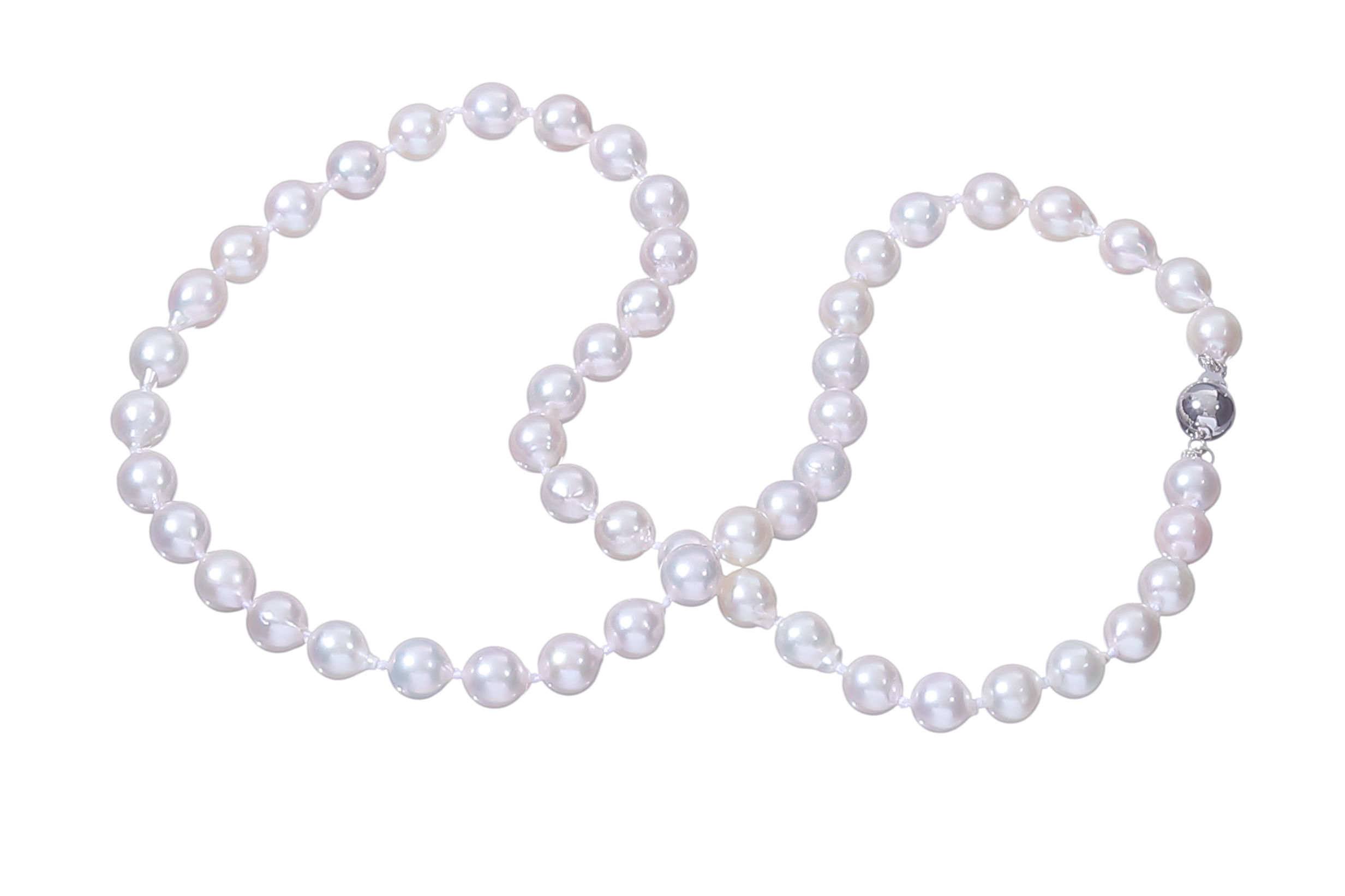 Halskette aus Akoya-Zuchtperlen in Standardqualität mit Verschluss aus Weißgold 6.5–7 mm - 3