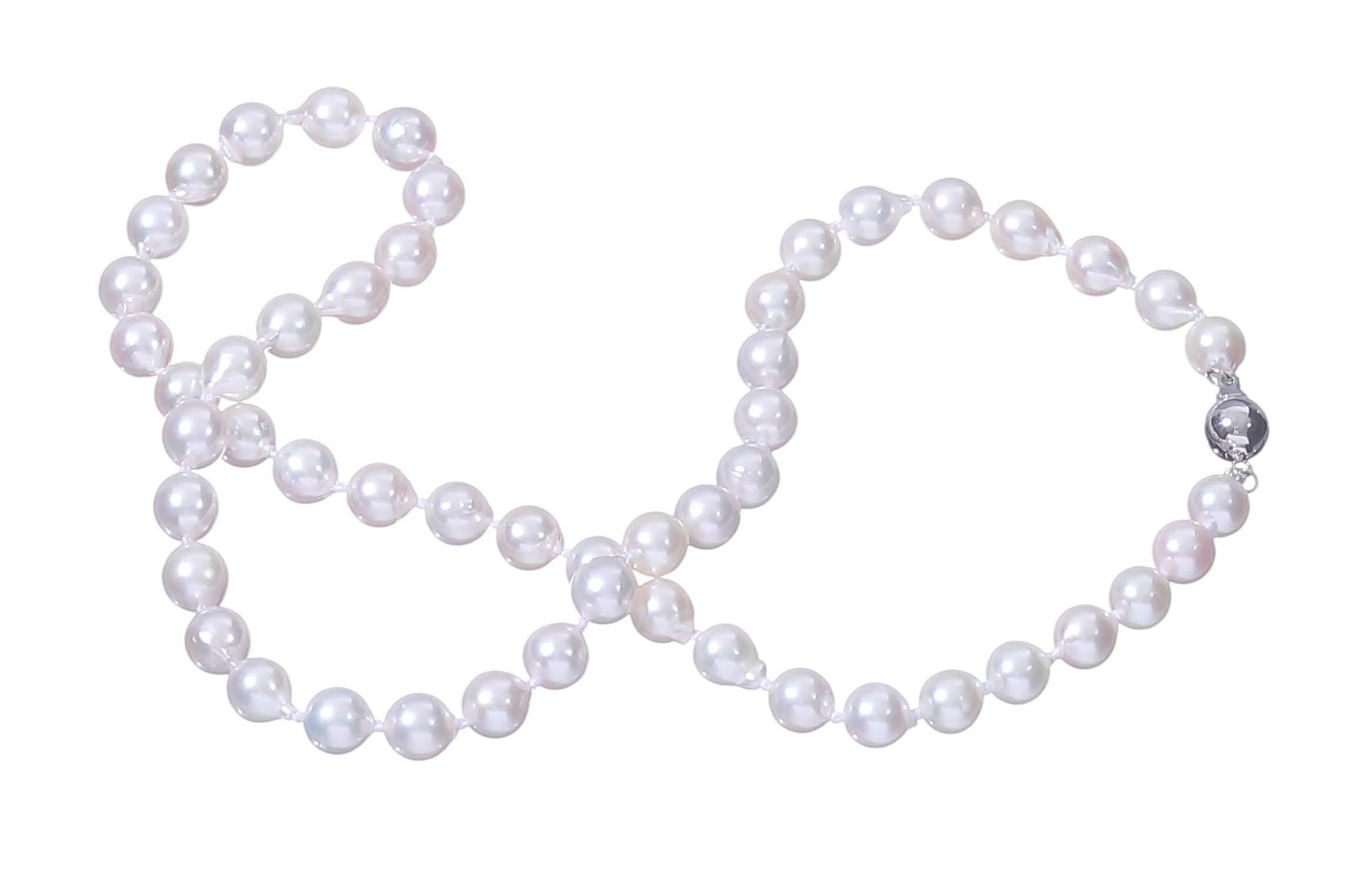 Halskette aus Akoya-Zuchtperlen in Standardqualität mit Verschluss aus Weißgold 6.5–7 mm - 2